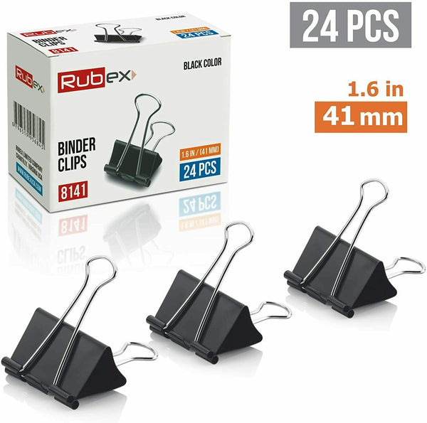 Rubex Binder Clips Black Large Binder Clips Jumbo Binder Clips 1.6 Inc –  rubexusa