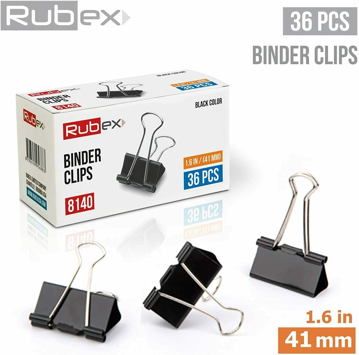 Rubex Binder Clips, Black Large Binder Clips, Jumbo Binder Clips, 1.6 Inch  Paper Binder Clips, Big Metal Paper Clamps for Notebooks, Envelopes, Papers